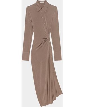 Helmut Lang Twisted Long-Sleeve Shirtdress - Natural