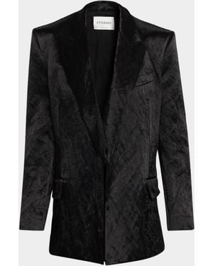 FFORME Winslow Double-Breasted Crinkle Metallic Cotton Jacket - Black