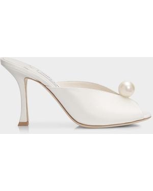 Jimmy Choo 90Mm Ziri Satin Mule Pumps - White