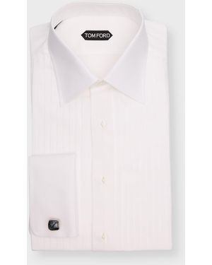 Tom Ford French Cuff Pleated Dress Shirt - White