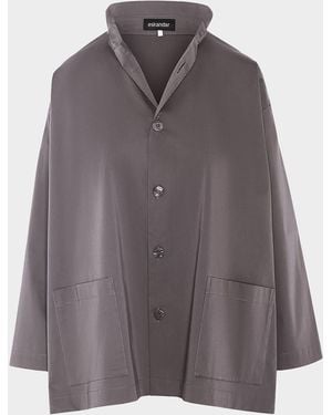 Eskandar Slim A-Line Stretch Cotton Jacket - Gray