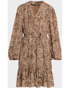Kobi Halperin Samara Snakeskin-Print Viscose Dress - Brown