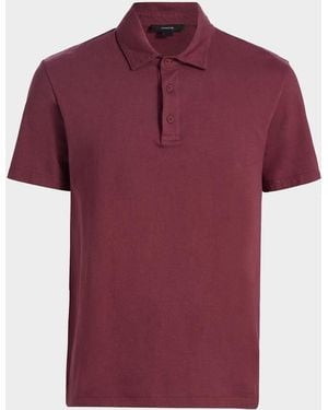 Vince Apos;S Garment-Dyed Polo Shirt - Red