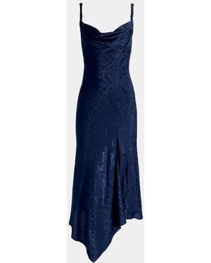 Alice + Olivia Monique Twist Strap Cowl-Neck Midi Dress - Blue