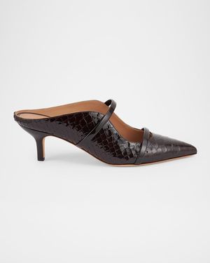 Malone Souliers 45Mm Maureen Croc-Embossed Leather Mules - Brown