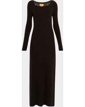 Guest In Residence Wide Rib Cashmere Maxi Dress - Black