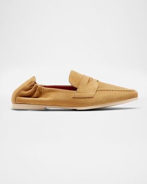 La Canadienne Kitson Suede Penny Loafers - White