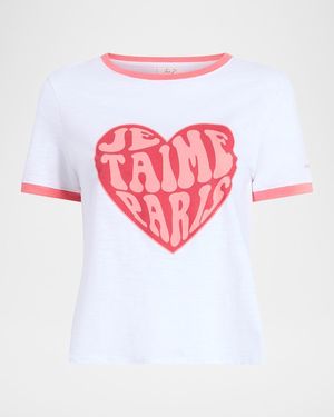 Cinq À Sept Je Taime Paris Shrunken Ringer Tee - White