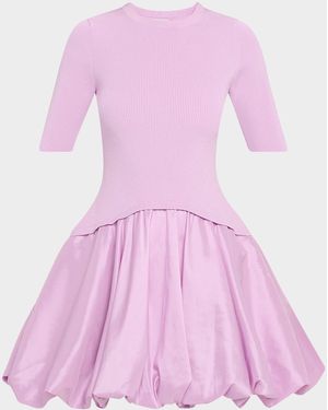 Jonathan Simkhai Kenny Mixed Media Bubble Mini Dress - Pink