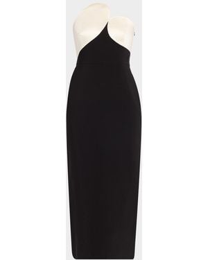 Et Ochs Court Strapless Two-Tone Bodycon Midi Dress - Black