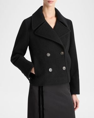 Vince Cropped Wool Peacoat - Black