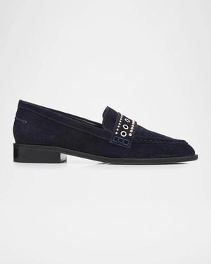 Likely Resort Gretta Mixed-Metal Studded Loafers - Blue