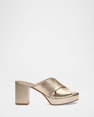 Stuart Weitzman Dayna 80Mm Leather Platform Sandals - Natural