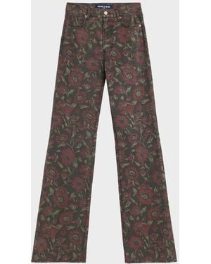 Veronica Beard Crosbie Floral Flare Jeans - Gray