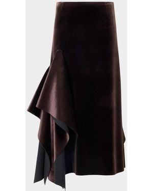 Akris Velvet Neoprene Asymmetric Midi Skirt - Black