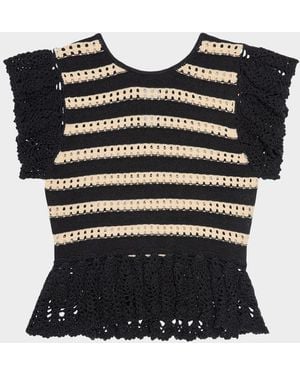 Rails Coen Stripe Cotton-Crochet Top - Blue