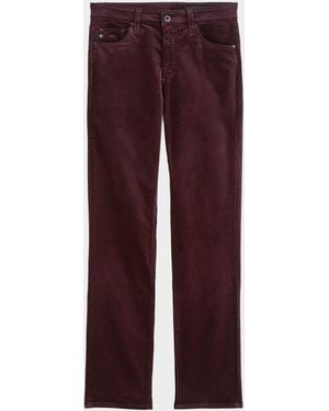 AG Jeans Mari Mid-Rise Slim Straight Velvet Jeans - Purple
