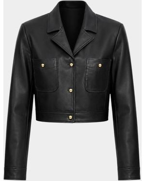 Lamarque Lorena Leather Crop Jacket - Black