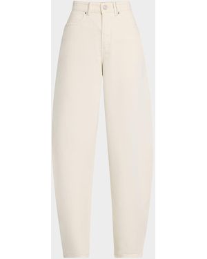 Purple Rhinestone-Embellished Barrel Jeans - Natural