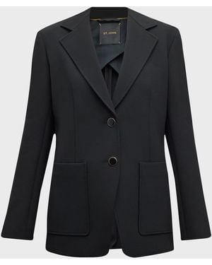 St. John Stretch Crepe Single-Breasted Suiting Jacket - Black