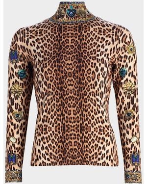 CAMILLA Jersey Turtleneck Top - Brown