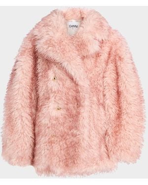 Ganni Oversized Alternative Fur Coat - Pink