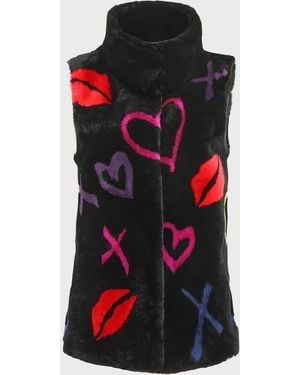 Gorski Reversible Shearling Lamb Vest - Black