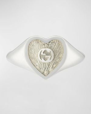 Gucci Sterling Interlocking G Heart Enamel Ring - White