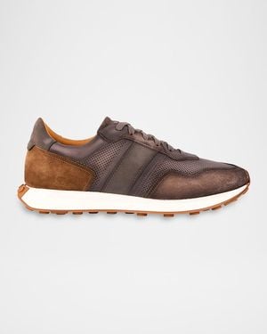 Magnanni Romero Perforated Leather Runner Sneakers - Brown