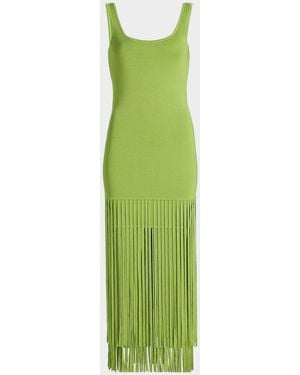 Toccin Roxanne Scoop-Neck Mini Dress With Fringe - Green