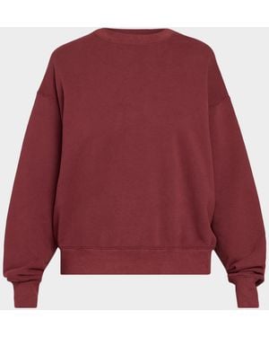 SLVRLAKE Denim Cinched Cotton Crewneck Sweatshirt - Red