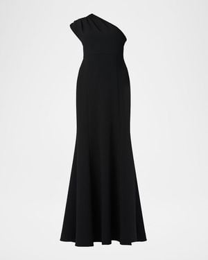 Shoshanna Mckenna One-Shoulder Crepe Gown - Black