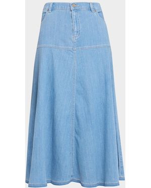 Kobi Halperin Ysabelle A-Line Cotton Denim Midi Skirt - Blue