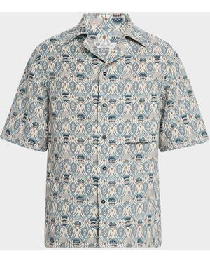 Loro Piana Federico Linen Camp Shirt - Gray