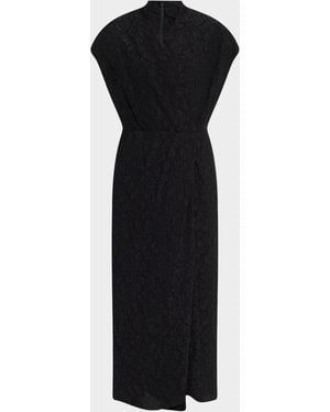 Dries Van Noten Dilian Crinkled Cap-Sleeve Midi Dress - Black