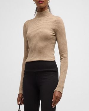 SPRWMN Cashmere Knit Long-Sleeve Mock-Neck Top - Natural