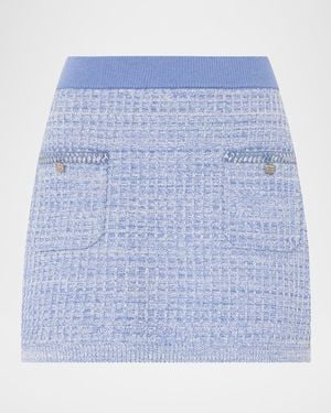 MILLY Saige Waffle-Knit Mini Skirt - Blue