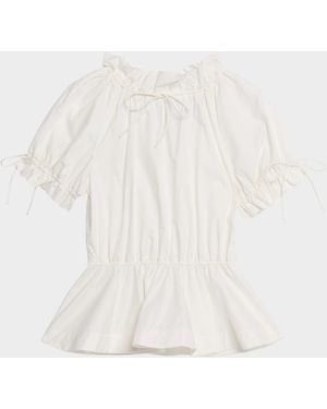 AKNVAS Rosalina Drawstring Poplin Blouse - Natural