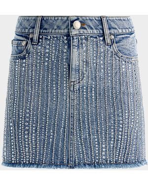 Alice + Olivia Kiera Embellished Denim Mini Skirt - Blue