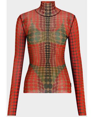Jean Paul Gaultier Re-Edition High-Neck Dots Top - Red