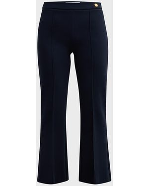 Callas Milano Lola Cropped Pintuck Flare-Leg Pants - Blue