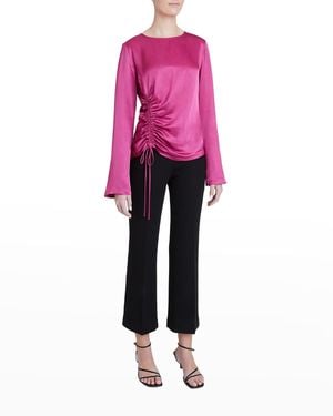 Santorelli Fabi Flared-Sleeve Gathered Blouse - Pink