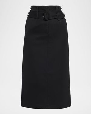 Simone Rocha Belted Kickback Midi Skirt - Black