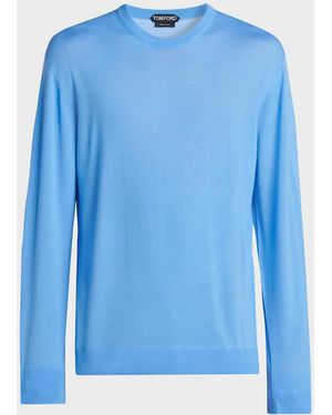 Tom Ford Apos;S Fine Merino Wool Crewneck Sweater - Blue