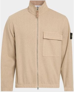 Stone Island Apos;S Cashmere-Wool Shirt Jacket - Natural