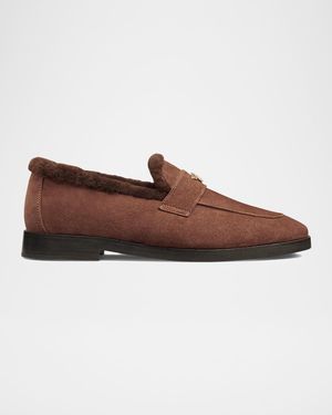 Bougeotte Suede And Shearling Loafers - Brown