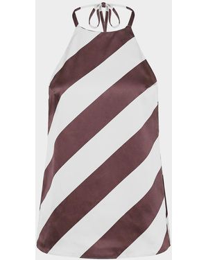 SER.O.YA Tilly Striped Satin Halterneck Top - Purple