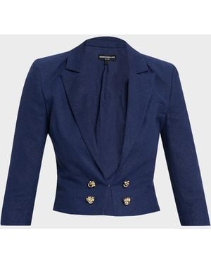 Generation Love Emmeline Cropped Linen Blazer - Blue