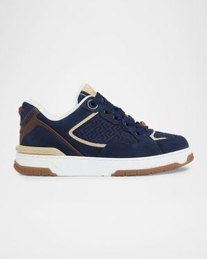 Versace Apos;S Suede La Geeca Mid-Top Sneakers - Blue