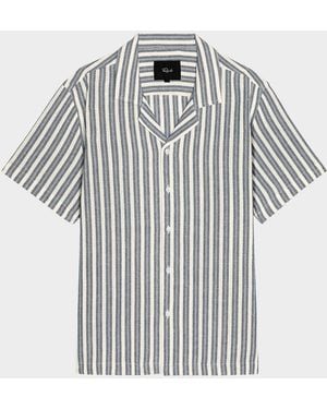 Rails Striped Cotton Camp Shirt - White